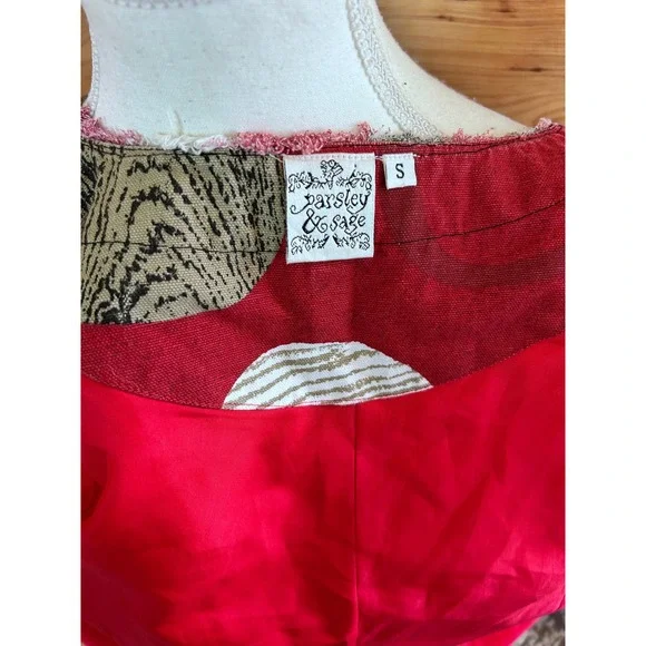 Parsley & Sage Red Abstract Beaded Fringe Jacket Womens Small Art To Wear Blazer - Picture 9 of 10